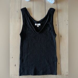 J.Crew Black Ribbed Sleeveless Sweater Top Medium